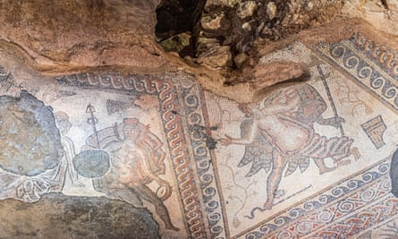 Roman mosaics at Chedworth Roman Villa, Yanworth.