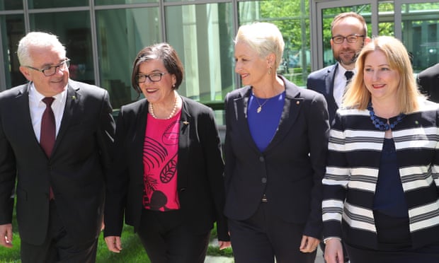 Independents Andrew Wilkie, Cathy McGowan, Kerryn Phelps, Adam Bandt and Rebekha Sharkie in October.