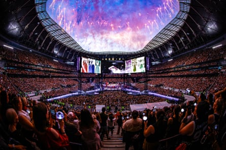 BTS performing at Tottenham Hotspur Stadium earlier this week.