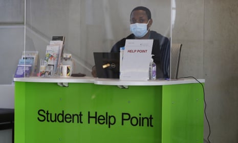 A student help point at University College London.
