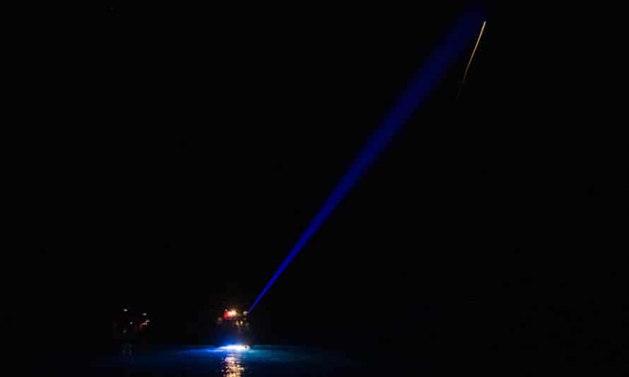 The SpaceX Crew Dragon Endeavour spacecraft as it lands in the Gulf of Mexico