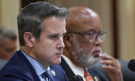 Adam Kinzinger and Bennie Thompson listen during a January 6 committee hearing in Washington DC on 23 June. 