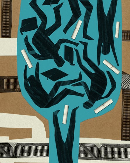 A factory production line, where students were the product