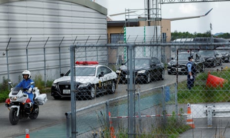 A motorcade thought to be transporting Volodymyr Zelenskiy leaves Hiroshima airport for his attendance at the G7 summit