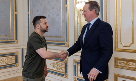 The British foreign secretary, David Cameron, (right) meeting the Ukrainian president, Volodymyr Zelenskiy, in Kyiv last week.