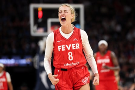 The Indiana Fever and their fans have embraced the notion that Sophie Cunningham, above, has filled the role of an NHL enforcer.