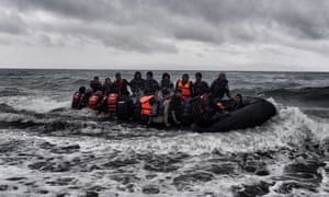 Refugees near Lesbos