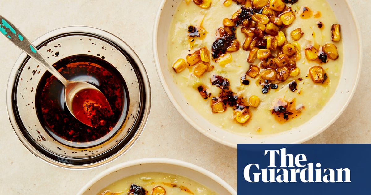 Meera Sodha’s vegan recipe for sweetcorn chowder with smoky chipotle oil