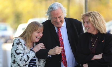 Margaret Aspinall (left), Michael Mansfield QC and Sue Roberts outside Birchwood Park after hearing the conclusions of the Hillsborough inquests.