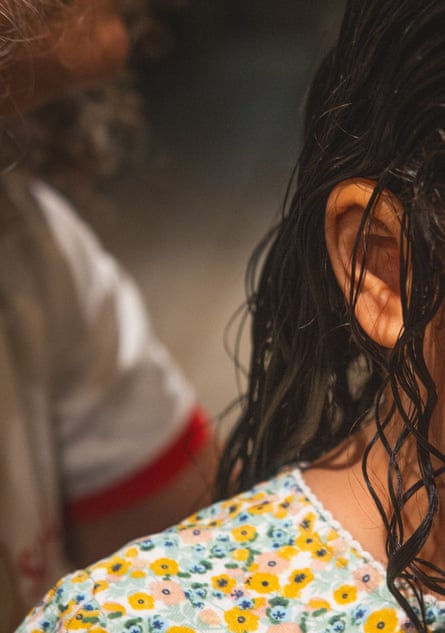 One of Lanre’s daughters with wet hair