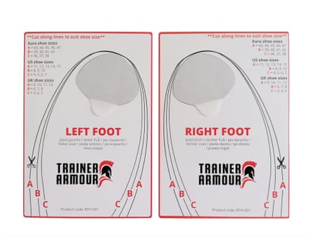 Trainer Armour Big Toe Hole Preventer for running shoes and fabric footwear.