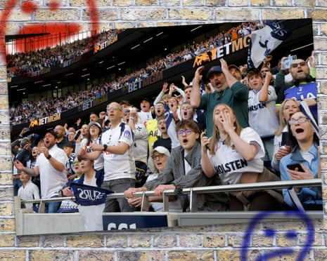 Spurs fans react during their 2-2 draw against Brighton