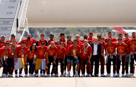 A seleção espanhola em Madrid.