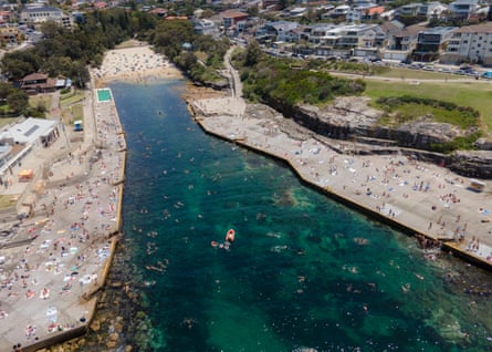 People gather at Clovelly Beach in Sydney on Saturday.