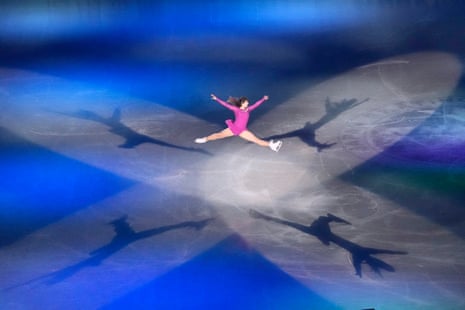 Liu performs in the gala exhibition at the NHK Trophy at Yoyogi National Gymnasium on 10 November 2024, where she’d finished fourth overall in the third competition of her comeback.