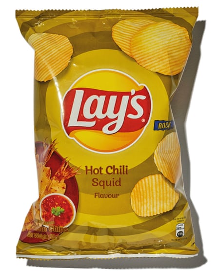 A pcaket of Hot Chili Squid Lay’s crisps