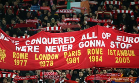 Liverpool fans spell out their history.