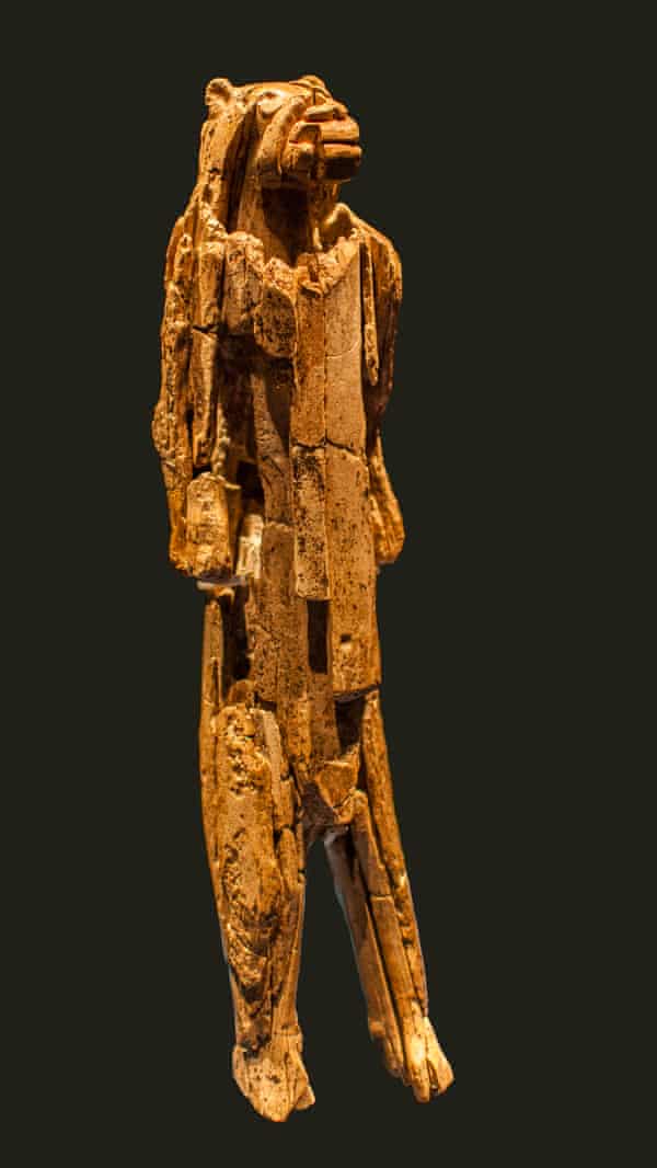 The lion man figurine, found in south-west Germany and carbon-dated to about 30,000 years ago, is an early example of figurative art.