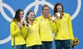 Australian Olympic gold medallist Chelsea Hodges with her 4x100 medley relay teammates