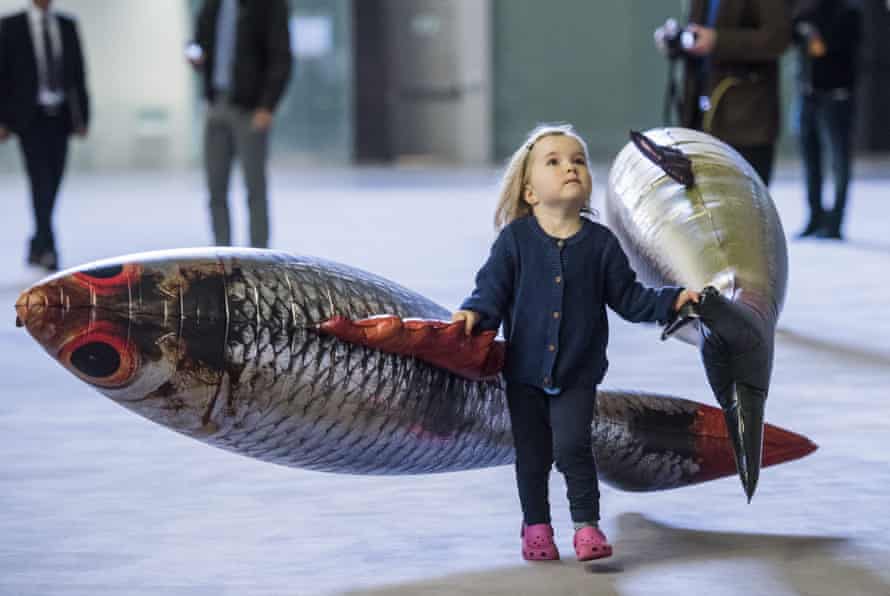 A young visitor to Philippe Parreno’s Turbine Hall installation.
