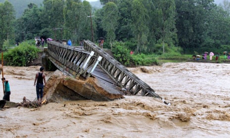 Bridge washed away by mudslide in Manipur