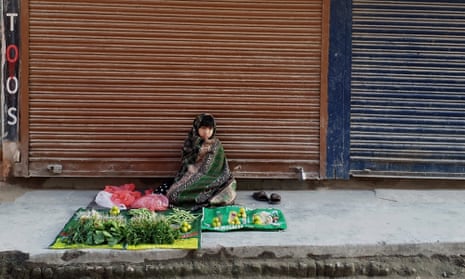 A child selling vegetables in Kathmandu, Nepal.