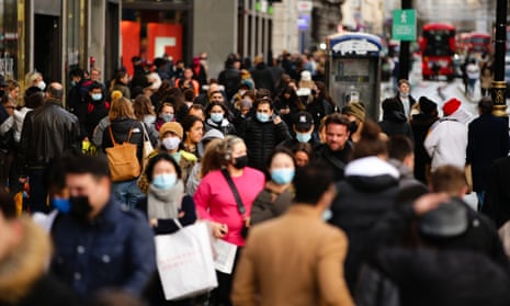 Shoppers wearing face masks on Oxford Street in London.