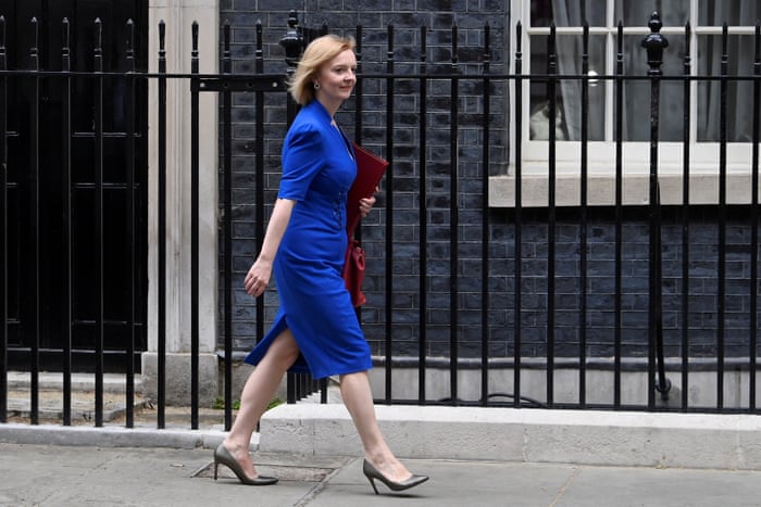Liz Truss arriving in Downing Street for cabinet this morning.