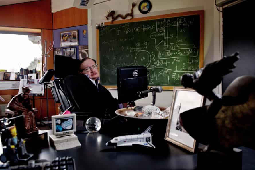 Hawking in his office at the University of Cambridge