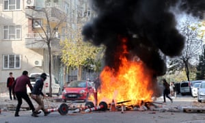 Kurdish protestors clash with Turkish police in Diyarbakır.