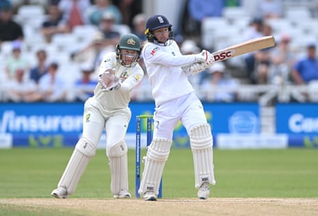 Danni Wyatt hits a single off the over.