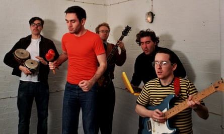 Hot Chip in 2006, jamming with bongos, guitars and maracas