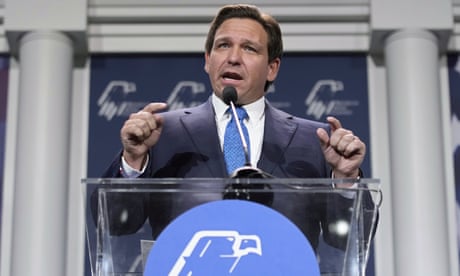 Ron DeSantis speaks at an annual leadership meeting of the Republican Jewish Coalition, in Las Vegas. 