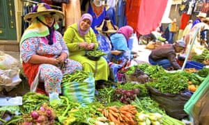 True colours: vendors at the vegetable market in Tangier.