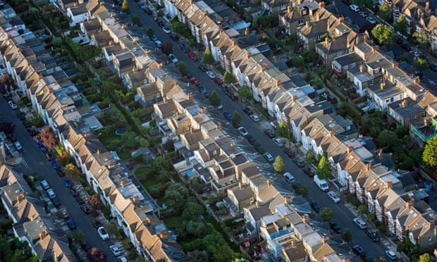 an aerial view of terraced houses in south west London.