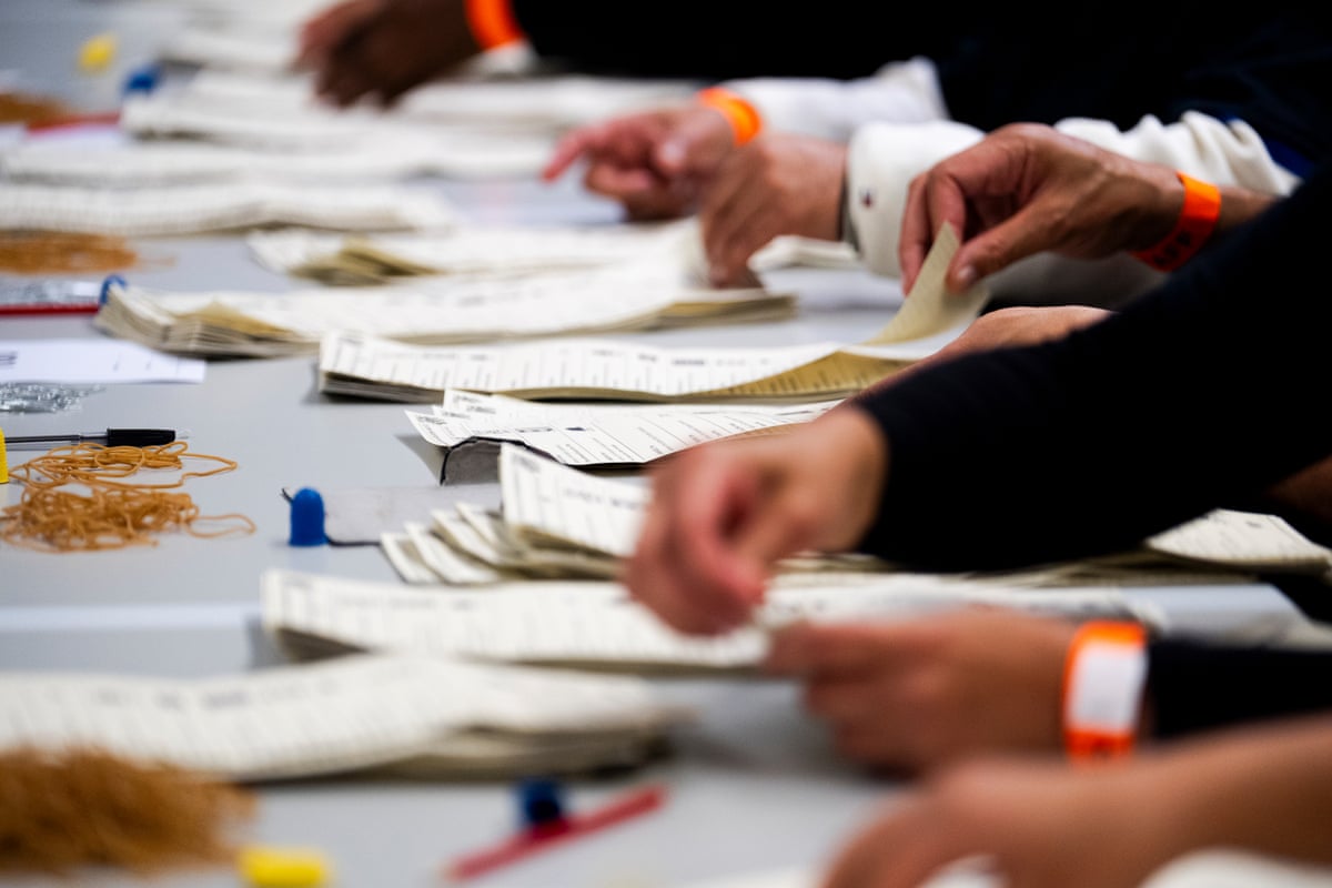 Ballot papers are counted by staff at the count for the Holborn and St Pancras byelection