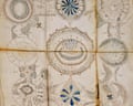 Folded page from the Voynich Manuscript.