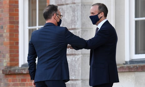 Foreign secretary Dominic Raab (right) greets German foreign minister Heiko Maas for an E3 Ministers meeting at Chevening House in Sevenoaks, Kent. 