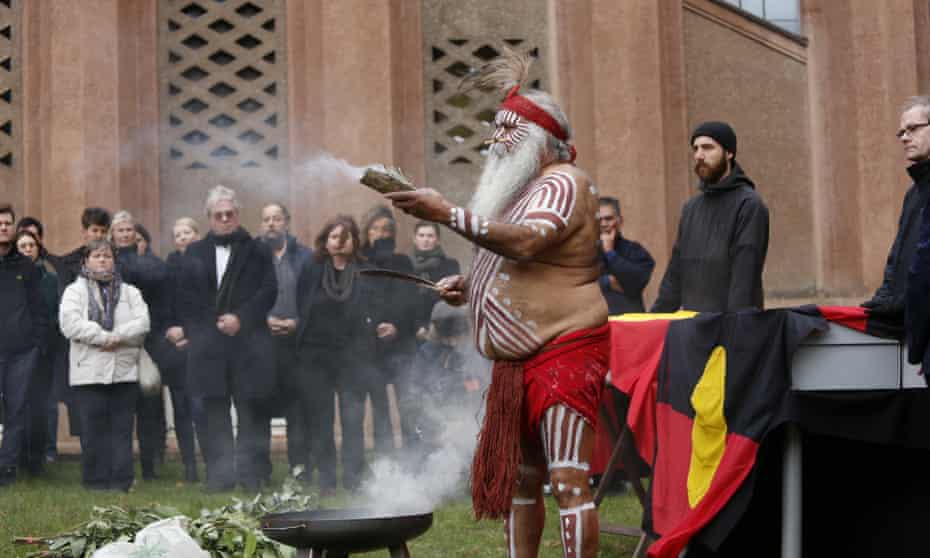 Major Sumner (Uncle Moogy) conducts a smoking ceremony at the Grassi museum in Leipzig