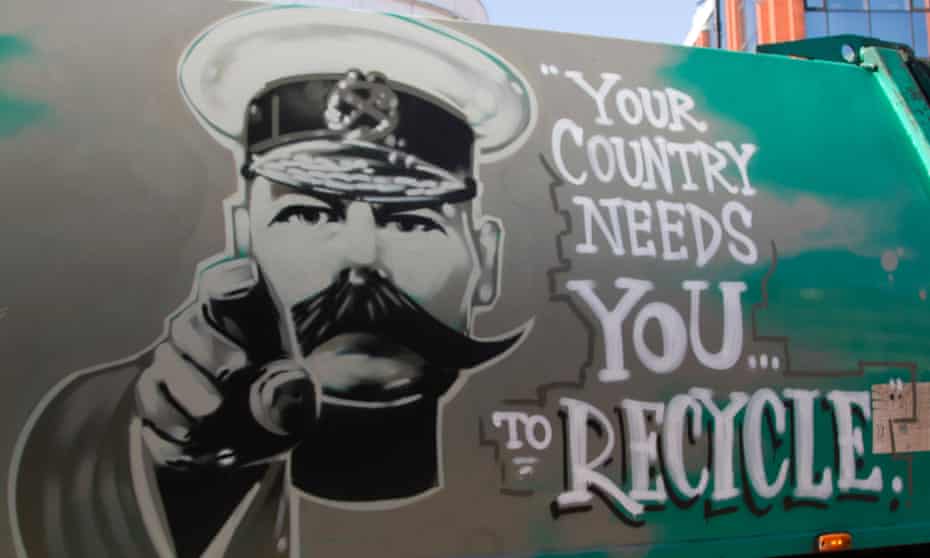 A waste management company in London uses a poster of Lord Kitchener to urge the public to recycle.