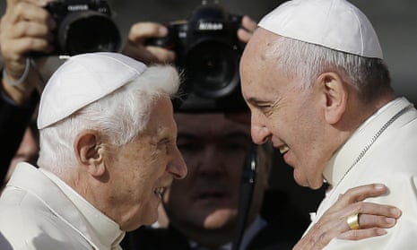 The former Pope Benedict and his successor, Pope Francis