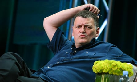 Steven Moffat: sole man at the Doctor Who panel.