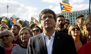Catalonia’s regional president, Carles Puigdemont takes part in a rally celebrating the Diada in Barcelona