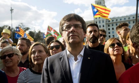 Catalonia’s regional president, Carles Puigdemont takes part in a rally celebrating the Diada in Barcelona