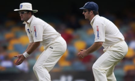 Mark and Steve Waugh in the slips for New South Wales during victory over Queensland in the 2003 Pura Cup final