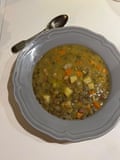 Puree a little, leave a little chunky: Lindsey Bareham's Lentil Soup.