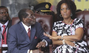 Zimbabwe’s president, Robert Mugabe, sits with his wife Grace during commemorations to mark his birthday last year.