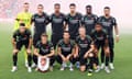 FBL-FRIENDLY-ARSENAL-LIVERPOOL<br>Arsenal's players pose for pictures ahead of the pre-season club friendly football match between Arsenal FC and Liverpool FC at Lincoln Financial Field in Philadelphia, Pennsylvania, on July 31, 2024. (Photo by Charly TRIBALLEAU / AFP) (Photo by CHARLY TRIBALLEAU/AFP via Getty Images)