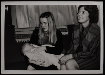 David Batty as a baby, cradled by his birth mother, Susan Barras; her mother is next to her.