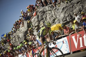 Alberto Contador goes for one final push on the last hill